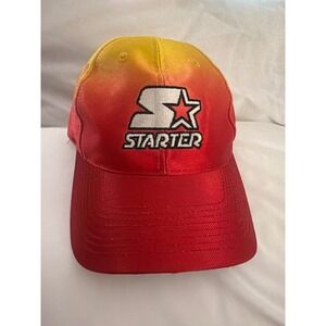 Starter Vintage Red Yellow Ombre Gradient Satin Baseball Cap Hat Adjustable
